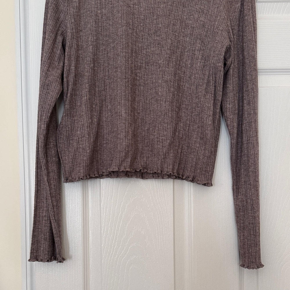 Madewell Women Ribbed Mock Neck Sweater - Mauve Taupe Size XL - Picture 8 of 12